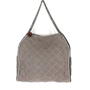 Stella McCartney Falabella Grey Quilted Canvas Chainlink Handbag Vegan Leather